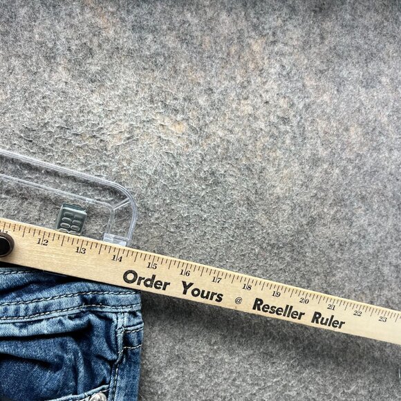 Miss Me Jeans Womens 28 Bootcut Blue Denim Fleur De Lis Embroidered Pockets - Picture 3 of 12